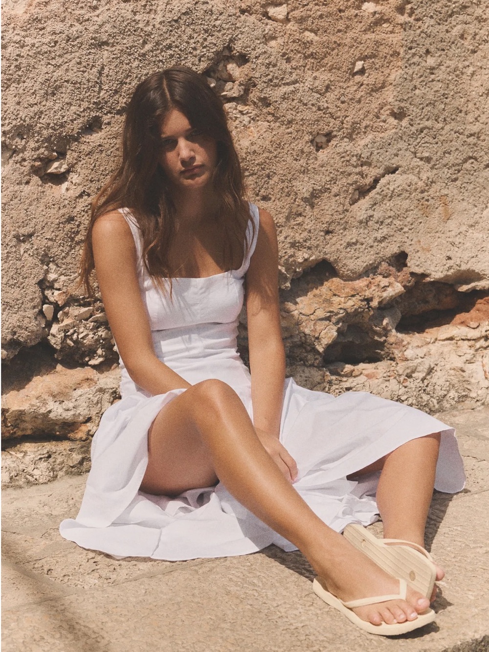 Zara POPLIN GODET MIDI DRESS - Picture 7 of 7